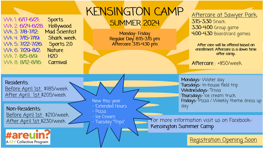 Summer Camp Schedule and weekly themes